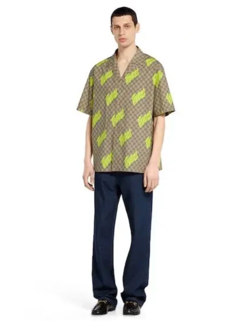 New Authentic Gucci GG Logo Button Up Shirt Brown Size IT 54 / US L